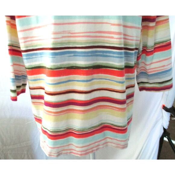 Christopher & Banks Women's Petite Multi Color Striped 3/4 Sleeve Shirt Size PXL - Picture 7 of 11